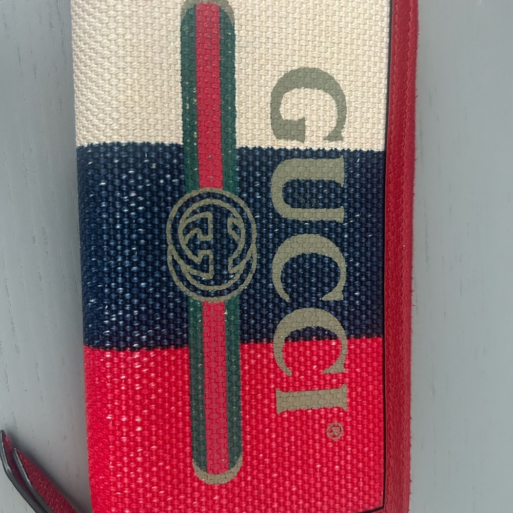 Gucci Red and Navy Stripe Wallet
